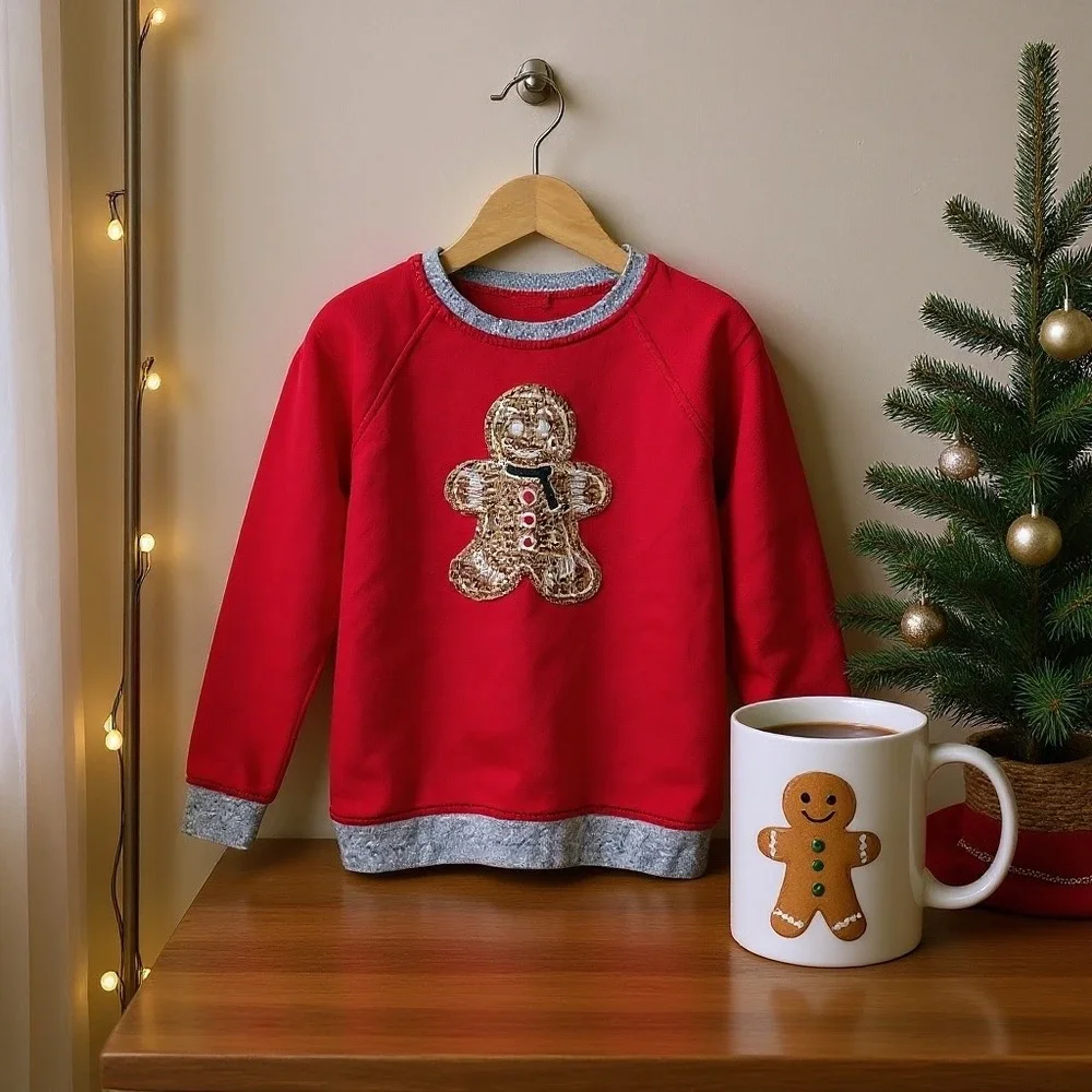 Monica +‎ Andy Organic Cotton Embroidered Gingerbread Man Sweater Toddler 18-24M